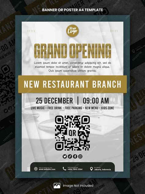 Premium PSD | Grand opening new restaurant poster a4 or banner template