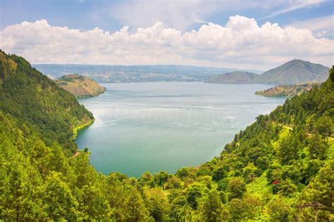 Lake Toba and Samosir Island View from Above Sumatra Indonesia. Huge Volcanic Caldera Covered by ...