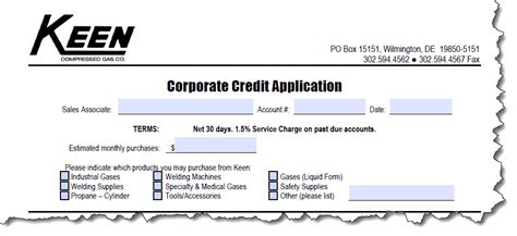 Corporate Credit Application