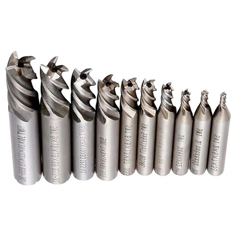 10pcs/set 2 10mm End Mill Set HSS 4 Blades Flute Milling Cutter Router Bit CNC Mill Drill Bit ...