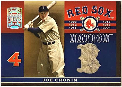 Joe Cronin 2005 Donruss Greats Boston Red Sox Baseball Red Sox Nation ...