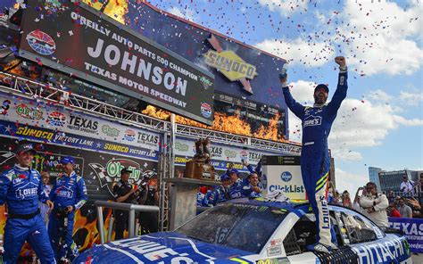 Jimmie Johnson wins wild Monster Energy NASCAR Cup Series race at Texas