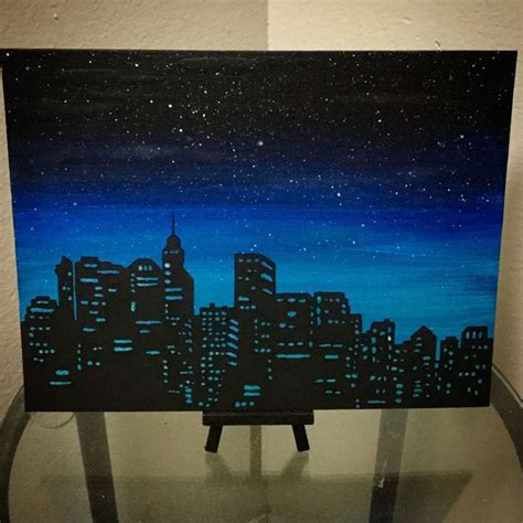 Newyork Cityscape Glow in the Dark City Skyline Sillouette Night Ime ...