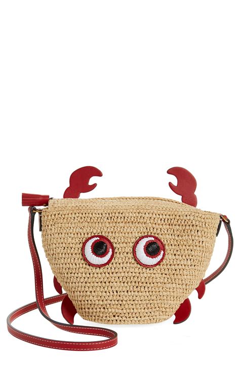 Anya Hindmarch Crab Raffia Crossbody Bag in Pink | Lyst