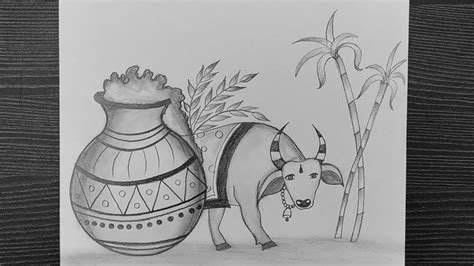 How To Draw Pongal Drawing // Pongal Festival Drawing // Pongal ...