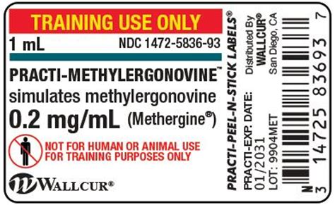 Practi-Methylergonovine (0.2 mg/mL) 1 mL Practi-Ampules Label - 100 Count