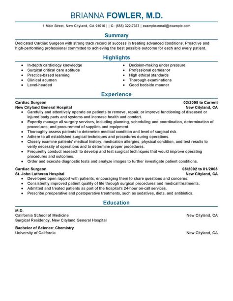 Professional Surgeon Resume Examples