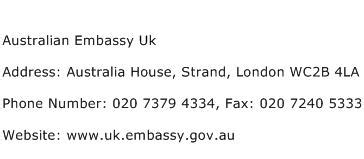 Australian Embassy Uk Address, Contact Number of Australian Embassy Uk