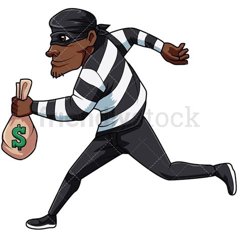 Black Thief Stealing Money Cartoon Vector Clipart - FriendlyStock