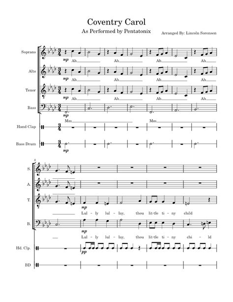 Coventry Carol- Pentatonix Sheet music for Bass guitar, Drum group, Strings group, Synthesizer ...