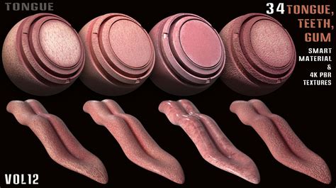 ArtStation - 34 Tongue, Teeth, Gum Smart Material + 4k PBR Textures - vol12 | Game Assets