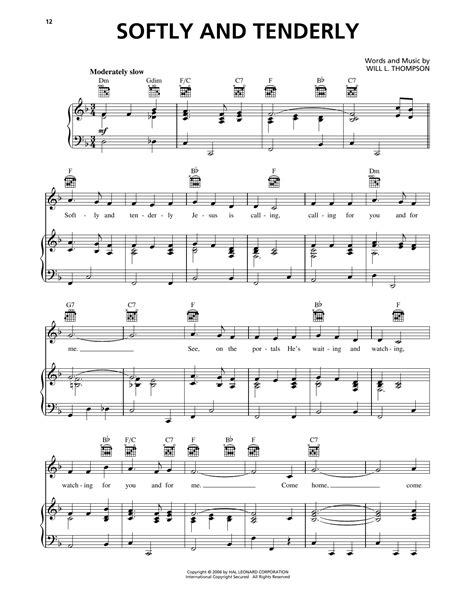 Softly And Tenderly by Alan Jackson Sheet Music for Piano, Vocal & Guitar Chords (Right-Hand ...