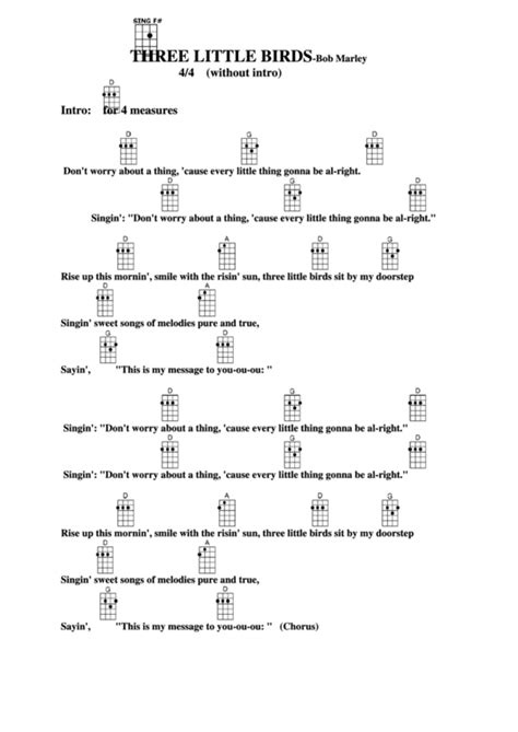 Chord Chart - Bob Marley - Three Little Birds printable pdf download