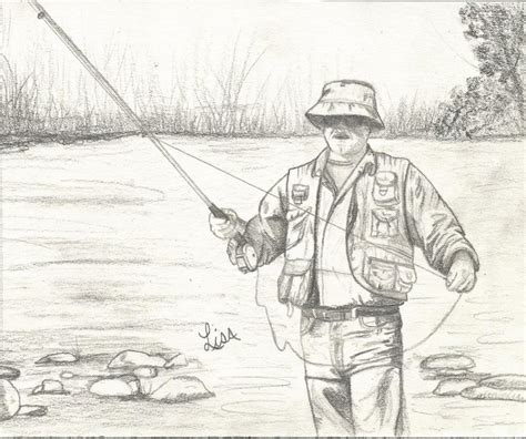 Dude fishing. drawn in pencil by LisaM. Pencil Art Drawings, Art ...