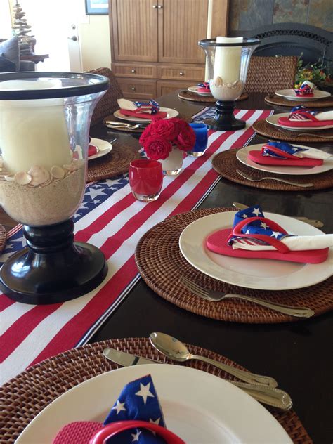 4th of July table | Table decorations, 4th of july, Table settings