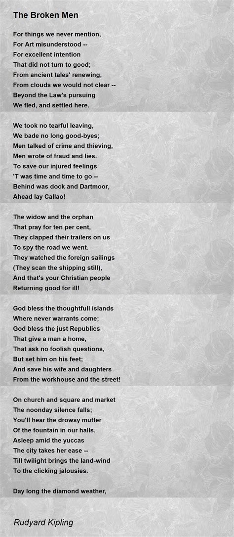 The Broken Men - The Broken Men Poem by Rudyard Kipling