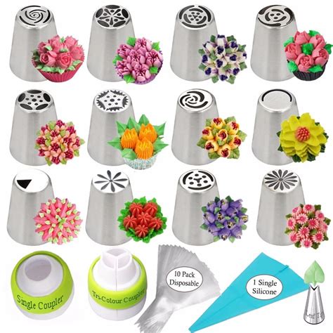 Drop shipping 26pcs/set russian piping nozzle set for cake piping tips ...