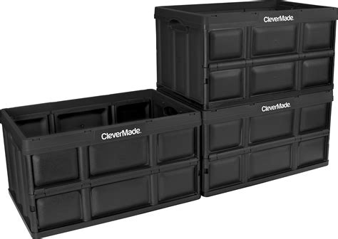 CleverMade 62L Collapsible Storage Bins - Durable Plastic Stackable Utility