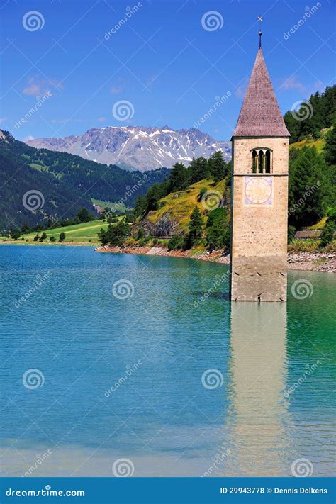 Lago Di Resia (Reschensee), Italy Stock Photo - Image of resia ...