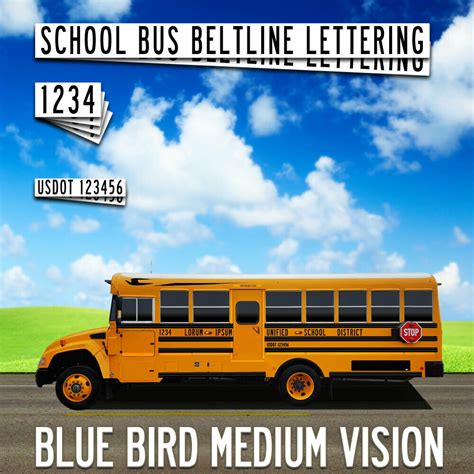 Blue Bird Vision School Bus Lettering