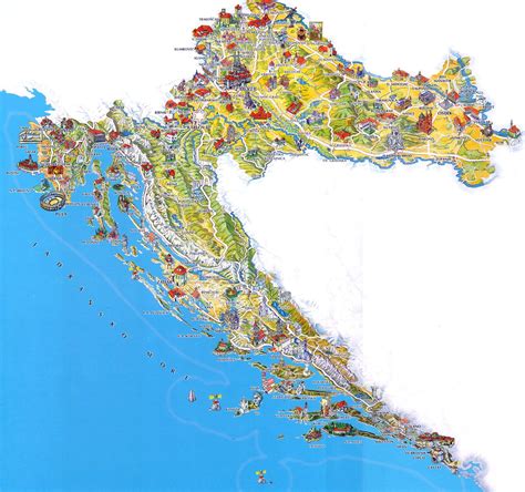 Tourist map of Croatia: tourist attractions and monuments of Croatia