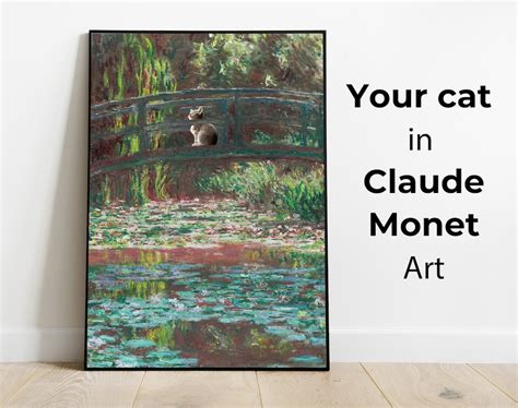 Personalized Cat Wall Art, Claude Monet Cat Print, Floral Cat Art, Cat ...