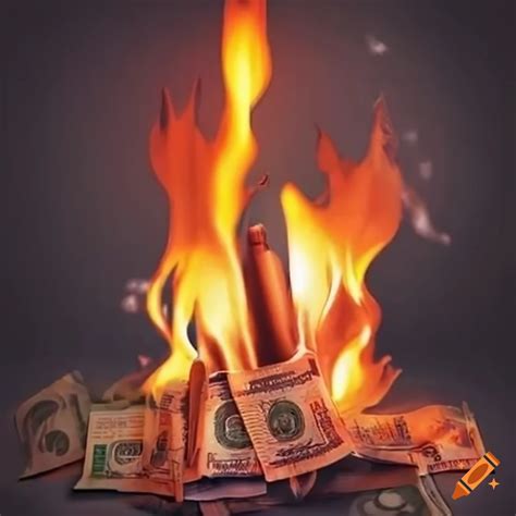 Illustration of cash being burned