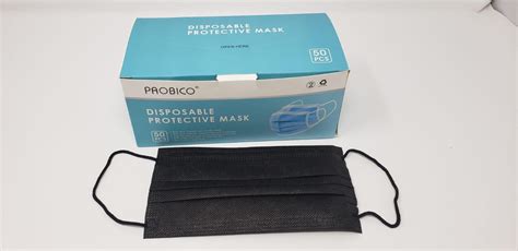 Black Disposable Protective Face Masks, 50pcs/box — MEDLEE