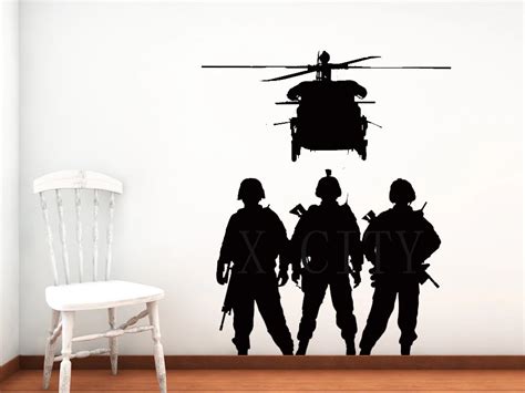 Keren Militer Pasukan Chopper Army Airforce Silhouette WALL ART STICKER VINYL DECAL DIE CUT ...