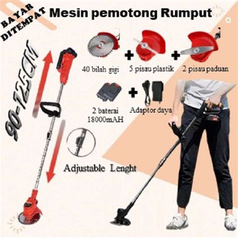 Jual alat pemotong rumput elektrik tanpa kabel portable mesin potong rumput listrik di Seller ...