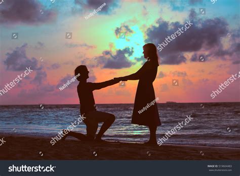 Marriage Proposal Sunset Beach Stock Photo (Edit Now) 519604483