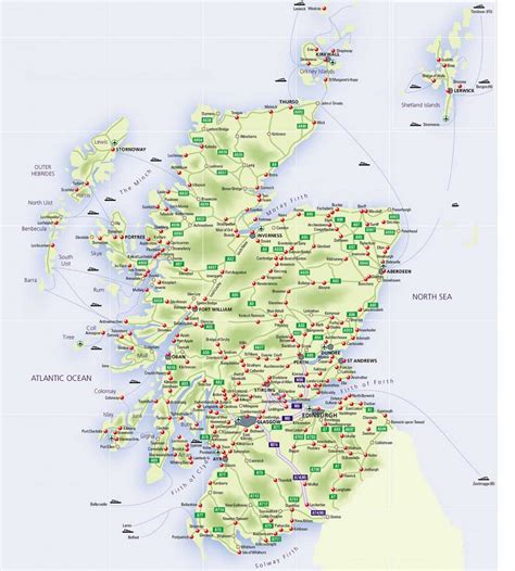 Large Detailed Map Of Scotland With Relief, Roads, Major Cities And - Printable Map Of Scotland ...