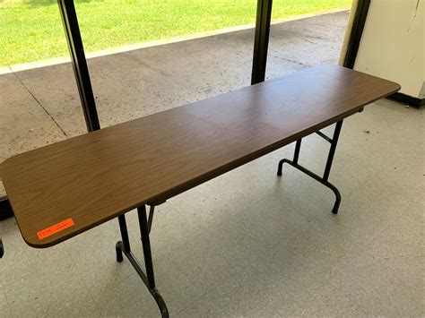 2 Long, Narrow Folding Utility Tables - Oahu Auctions