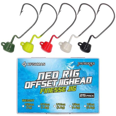 Buy Ned-Rig-Finesse-Offset-Jig-Heads-Kit Weedless Mushroom EWG Wide Gap ...