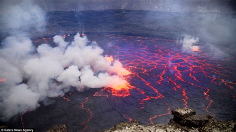 Bradley Ambrose uses drone to photograph Nyiragongo Volcano in the DCR | Daily Mail Online