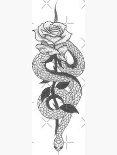 "Ink Snake and Rose" Magnet by mypapercranes | Redbubble Spine Tattoo For Men, Calf Tattoos For ...