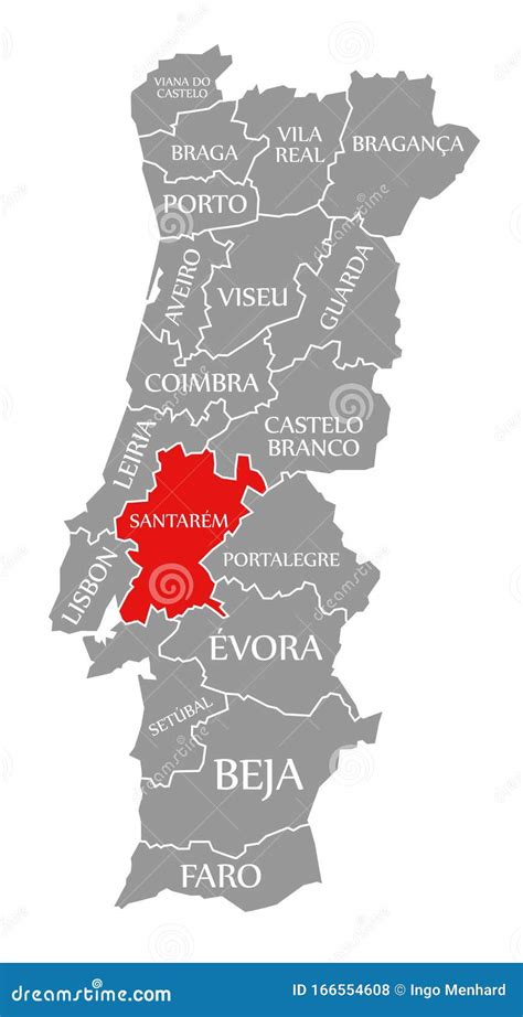 Santarem Red Highlighted in Map of Portugal Stock Illustration ...