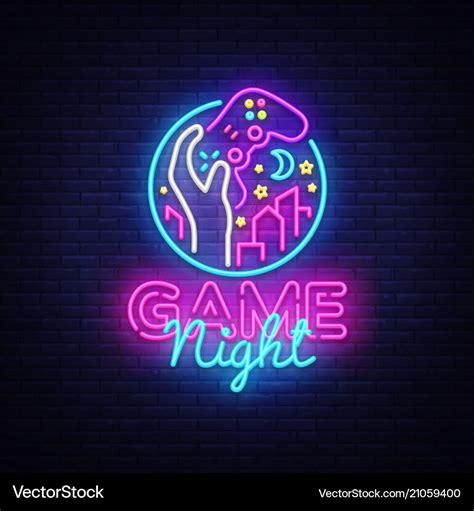 Game Night Neon Sign Logo Design Template Vector Image | The Best Porn ...