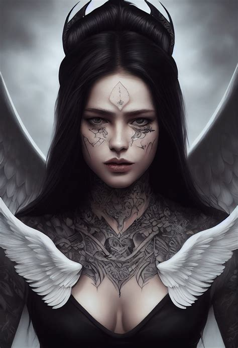 ArtStation - Concept art of a girl in the role of an angel with tattoos