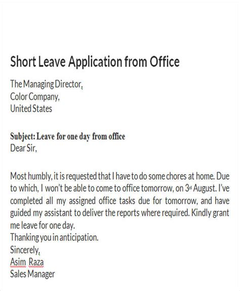 38+ Medical Leave Letter Format For Office Tips - Format Kid