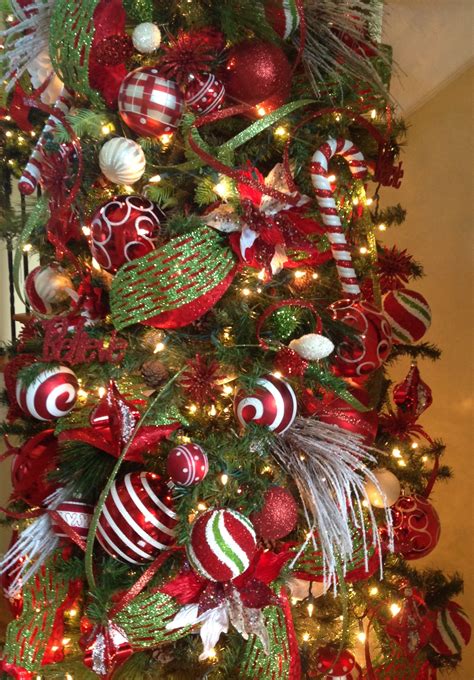 Red White Lime Green Christmas tree | Christmas tree themes, Christmas ...