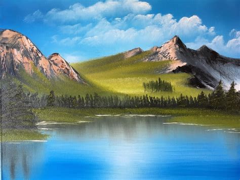 My 2nd Bob Ross Painting: Mountain Ridge Lake. Still happier with my ...