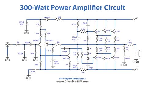 300-Watt Power Amplifier Circuit using Transistors