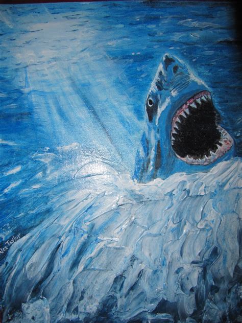 An Original Acrylic Painting of a Shark Entitled Shark Quick Ascent - Etsy