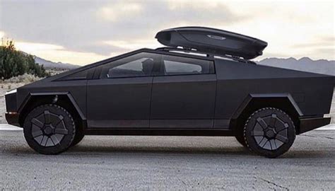 PHOTO Matte Black Tesla Cybertruck With Storage On The Top