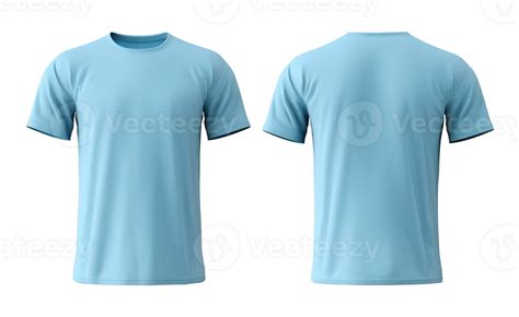 plain light blue t-shirt mockup template, with view, front and back ...