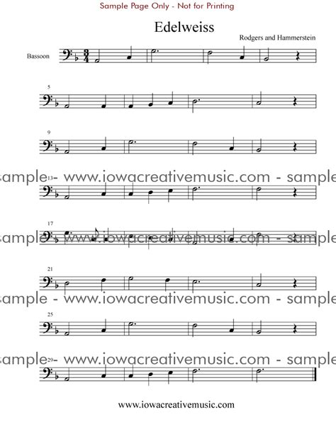 Free Bassoon Sheet Music - Edelweiss