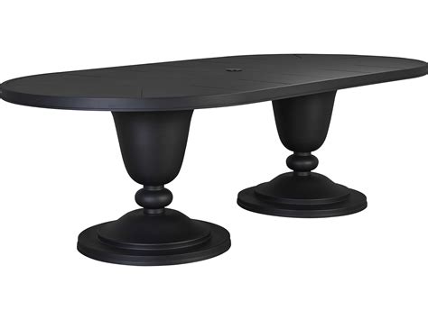 Lane Venture Winterthur Obsidian Black Aluminum 96''W x 48''D Oval Double Pedestal Dining Table ...