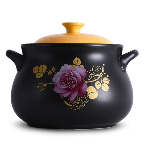 Family Size Color Enameled Ceramic Soup Pots Stewpot Stewing Casserole Cooking Pot Cookware ...