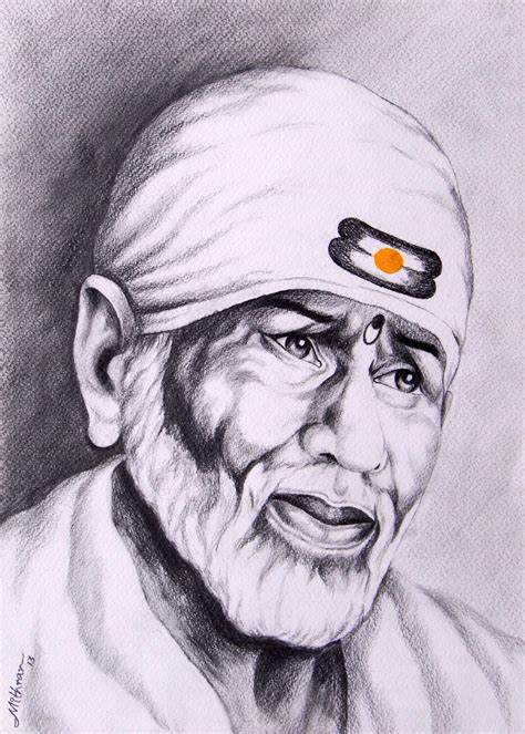 Pencil Sketch Of Sai Baba - Desi Painters